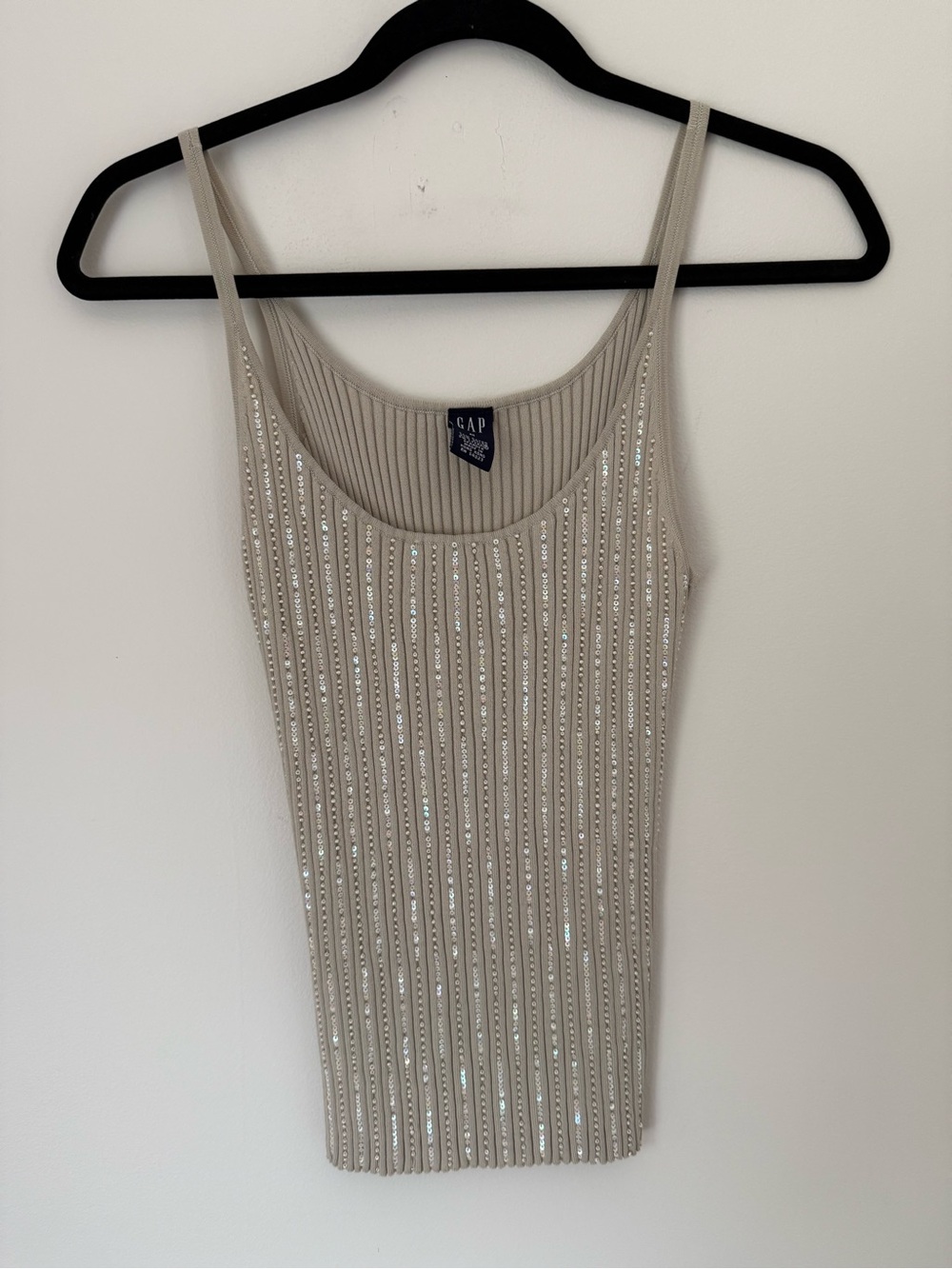 GAP Beige Ribbed Tank with Sparkle Stripes